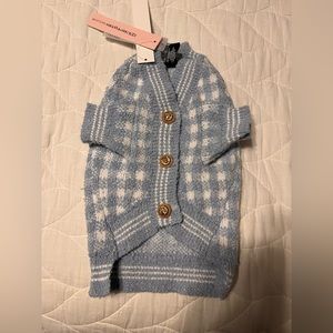 Small Aqua baby blue plaid sweater (new with tags)